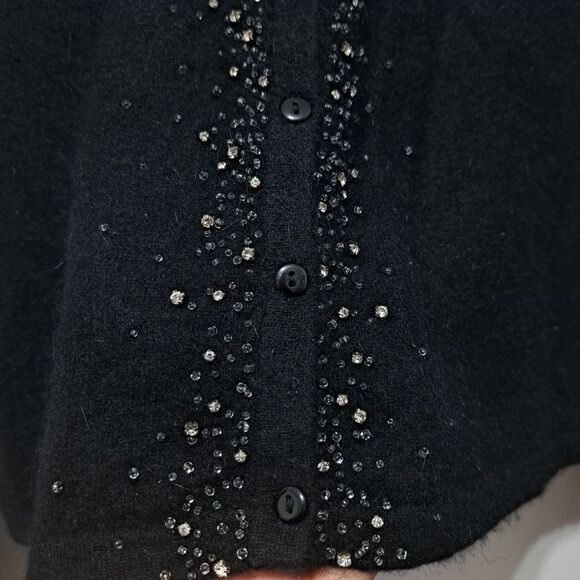 Avalin Angora Rhinestones Embellished Y2K Cardigan Gothic Sweater Large Black - Picture 10 of 15